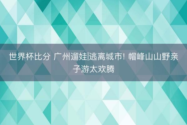 世界杯比分 广州遛娃|逃离城市! 帽峰山山野亲子游太欢腾